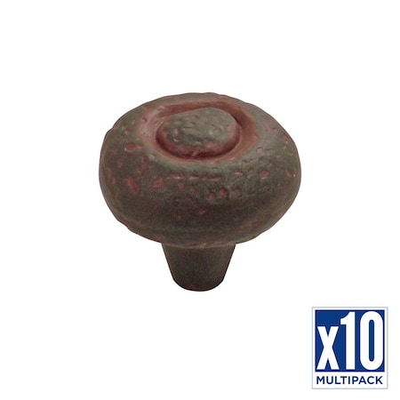 Hickory Hardware Knob 1-1/2 Inch Diameter, 10PK P3003-RI-10B
